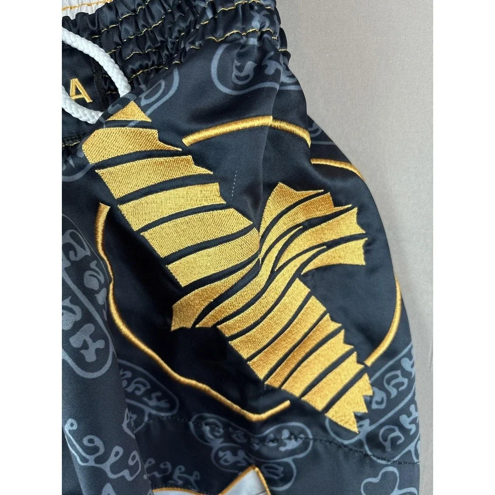 Hayabusa MMA Boxing Shorts Mens Medium Black Gold 3.5" Inseam Muay Thai - Picture 6 of 10